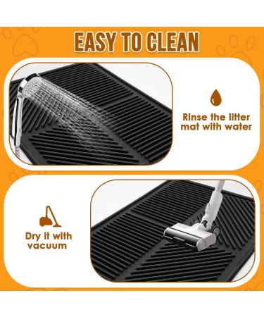 Eyein Waterproof Cat Litter Mat - 80x60cm Black - Urine Proof & Easy to Clean Litter Box Mat with Scatter Control - Non-Slip & Washable Kitty Litter Rug - Buy Online on GoSupps.com