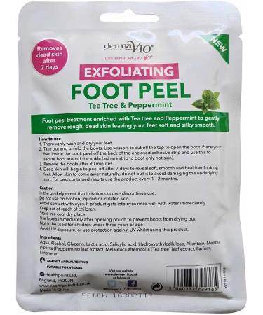 DermaV10 Exfoliating Foot Peel with Tea Tree and Peppermint - Smooth and Soft Feet Guaranteed - Buy Online on GoSupps.com