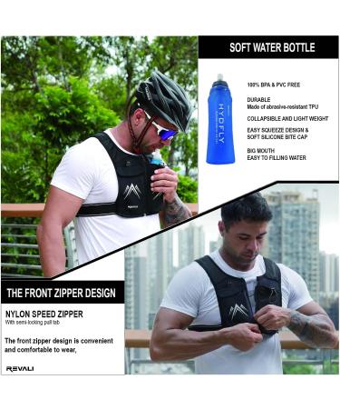 REVALI Running Vest - USA Patent, Reflective Design, Hydration Bottle, Adjustable Waistband - Black for Men & Women - Buy Online on GoSupps.com