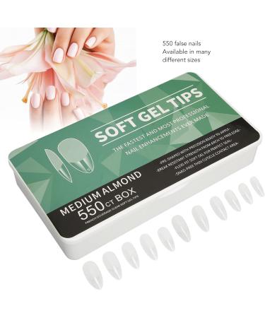 Half Frosted Fake Nail 550 False Nails Carve Free Grinding Long Fake Nails Ultra Thin Lightweight for Nail Salon (Almond) - Buy Online on GoSupps.com