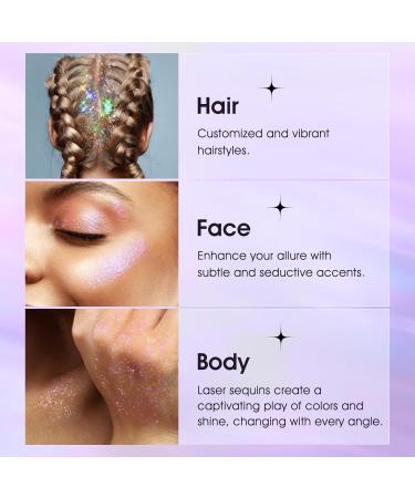 Langmanni Holographic Body Glitter Gel & Eyeshadow - Color-Changing Sparkling Pink - 1.35 OZ for Face Body Hair & Lips - International Shipping Available - Buy Online on GoSupps.com