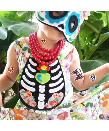 Mexican Day of the Dead Temporary Tattoos - 125pcs for Men, Women & Kids | Cinco de Mayo Halloween Transfers - Buy Online on GoSupps.com