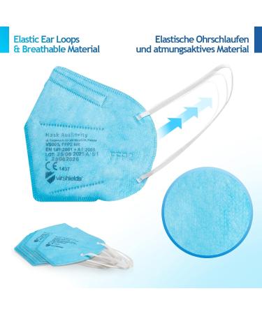 Virshields FFP2 Mundschutzmaske - PFE 94% VFE 99.99% 5-lagig Made in EU Atemschutzmaske in Blau - 20 St ck Packung Schutzmaske f r internationalen Versand - Buy Online on GoSupps.com