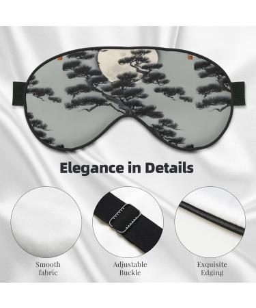 Unisex Blackout Sleep Eye Mask - Pine Tree Under The Moon | Adjustable & Comfortable for Travel Yoga Home & Office - Buy Online on GoSupps.com