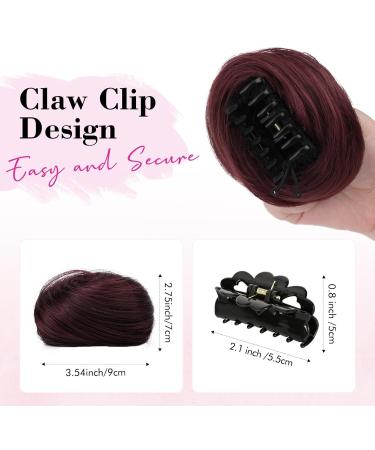 REECHO 2 PCS Mini Claw Clip in Messy & Cat Ears Hair Bun Extensions Wig Accessory Updo Hairpieces for Women Girls (Pack of 2-3" Straight Burgundy) Pack of 2 - 3" Straight Burgundy - Buy Online on GoSupps.com