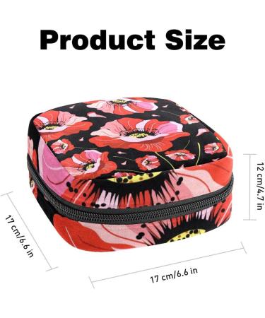 Floral Menstrual Cup Storage Bag for Women - Large Capacity Makeup Organizer with Red Poppy Design - Perfect for Travel - Buy Online on GoSupps.com