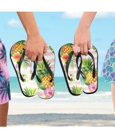 Shop Mnsruu Striped Flip-Flops | Pineapple & Palm Tree Designs | XXL for Men & Women | Perfect for Home Hotel Spa & Travel - Buy Online on GoSupps.com