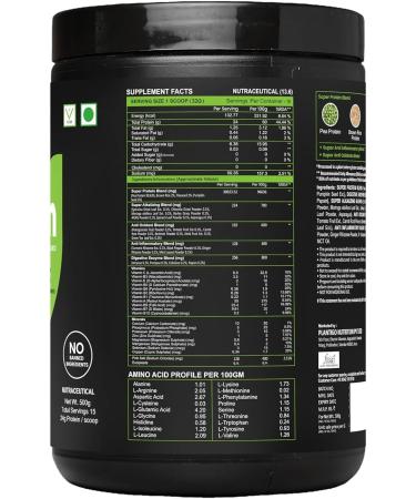 Planti go Clean Plant Protein Powder | No Preservatives | No Banned Substances | Super Protein Blend - Pea Brown Rice Flax |21SuperFoods| Vegan Protein For Men Women (Unsweetened Unflavored - 500g) - Buy Online on GoSupps.com