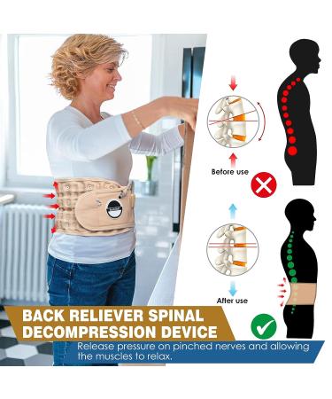 Decompression Back Belt for Low Back Pain  Back Reliever Spinal Decompression Device  Lumbar Decompression Belt  Inflatable Back Brace for Woman Man 29-49 Inches Waist Beige 1 - Buy Online on GoSupps.com