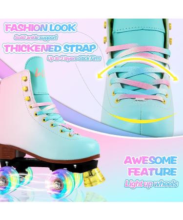LIKU Quad Roller Skates for Girls and Women | All Wheel Light Up | Indoor/Outdoor Fun Illuminating Skates | Pink & Blue | Size 3-4 - Buy Online on GoSupps.com