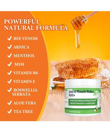 DUBOONAIO Max Energy Bee Venom Cream Muscle Joint Soothing Cream Pure Natural for Back Neck Hands Feet Shoulder Leg Knee Ankle Care - Buy Online on GoSupps.com
