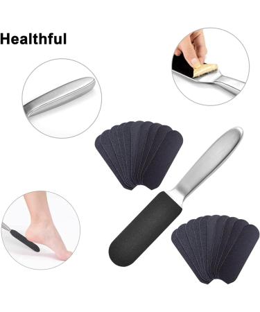 Wilsonzin Foot File for Hardened or Dry Skin Stainless Steel Callus Remover Double-Sided and 40 Replacement Sandpaper Foot Care Set Callus Planer for Pedicure Foot Care - Buy Online on GoSupps.com