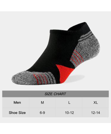WANDER Men's Athletic Running Socks - 7 Pairs Thick Cushion Ankle Socks for Sport - Black/Red - Sizes 6-9/10-12/12-14 - Buy Online on GoSupps.com