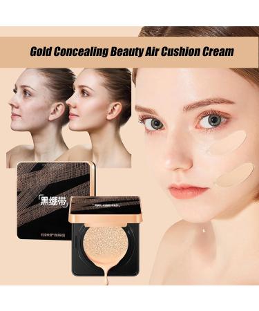 Gold Concealing Beauty Air Cushion Cream KAQILI Air Cushion BB Cream Waterproof Foundation Long Lasting Moisturizing Concealer Bright Makeup Cushion (Natural) - Buy Online on GoSupps.com