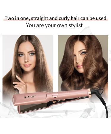 K&K Professional 1.5 Inch Flat Iron Hair Straightener - Titanium Ceramic, Fast Heating, Auto-Off, Rose Gold - Buy Online on GoSupps.com