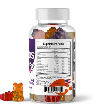 Hallusa Natural Multivitaminas para Ni os en Gomitas Refuerza su sistema inmune su concentraci n y Memoria contiene Vitaminas A C D E B en todas sus categorias - Buy Online on GoSupps.com