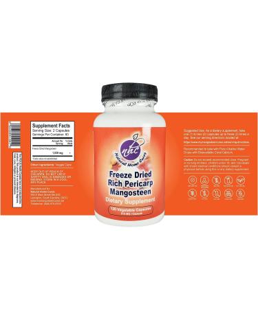 Natural Home Cures Mangosteen Pericarp Capsules 800mg, High ORAC 56+ Xanthones - 120 Veggie Capsules - Buy Online on GoSupps.com