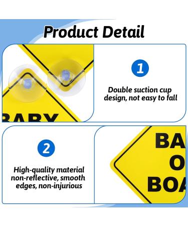 2 Pcs Baby on Board Car Sign Set | 12cm x 12cm Safety Warning Signs with Double Suction Cups | Reusable & Durable Stickers for Car Window | Easy to Apply & Remove - Buy Online on GoSupps.com