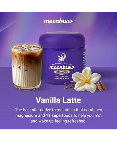 MoonBrew Nighttime Magnesium Vanilla Latte Mix Natural Sleep Aid Drink Mix for Adults - Calming Melatonin-Free Sleep Support Powder with Magnesium Glycinate L-Theanine Chamomile & Zinc - Buy Online on GoSupps.com
