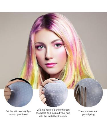 Hair Extension Cap Set Silicone Hair Dye Cap with Metal Crochet Soft and Durable Easy to Clean Suitable for Women and Girls 2 Pieces (Pink/White) - Buy Online on GoSupps.com