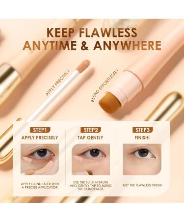 Double-Head Concealer Liquid 2-in-1 Foundation & Concealer with Brush | Brighten Dark Circles & Moisturize | Waterproof Anti-Fold Makeup - Buy Online on GoSupps.com