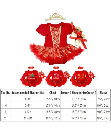 IBTOM CASTLE Baby Girls Santa Claus Romper Dress Set for My 1st Christmas | 0-3 Months - Buy Online on GoSupps.com