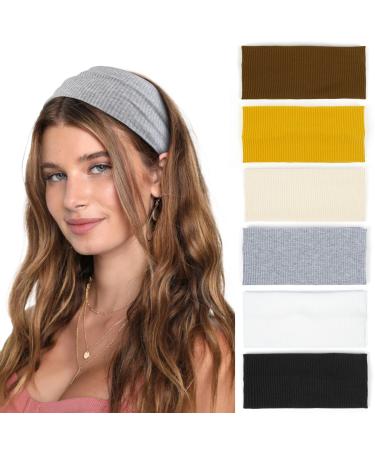 Headbands Women Elastic Wide Hairband Boho Soft Headband Sport Yoga Fashion Hair Accessories 6 Pieces Type C - Buy Online on GoSupps.com