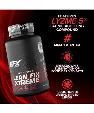 EFX Sports Lean Fix Xtreme | Weight Loss Supplement | Multi-Patented Fat Burning Formula | Powered by Lyzme 5 | 30 Servings 90 Capsules - Buy Online on GoSupps.com