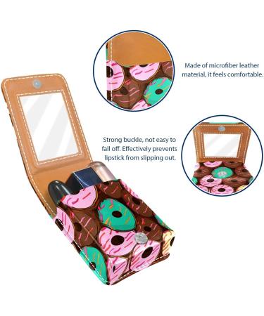 Shop Stylish Leather Lipstick Case Organizer with Mirror - Mini Lipstick Holder for Gloss & Makeup - Perfect Gift for Chocolate Strawberry Donuts Lovers - Buy Online on GoSupps.com