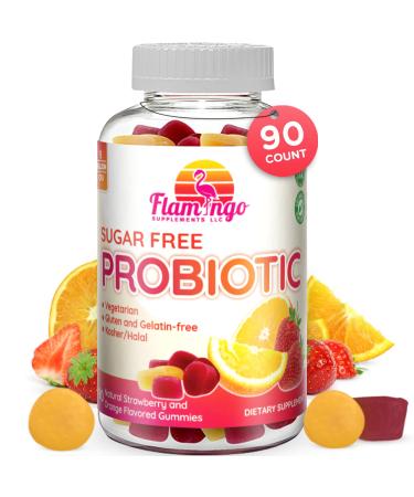 Probiotic Gummies Sugar Free- 3 Billion CFU Reduce Gas Bloating - Probiotics for Women Kids and Mens Probiotic- Bacillus Coagulans- Natural Vegan Vegetarian Kosher Halal 90 Gummy Probiotics