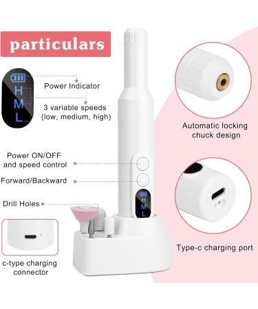 Electric Cordless Nail Drills - Professional Nail Files Kit Multifunction Electric Nail Drill Cordless Nail Kit with Dual Charge Ports for Acrylic Nails Manicure Pedicure Polishing - Buy Online on GoSupps.com