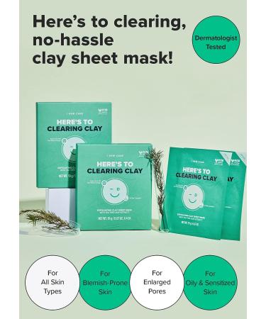 I DEW CARE Clay Sheet Mask - 4 Pack | Daily Exfoliate, Decongest, Minimize Pores, & Soothe | Infused with 3-Clay Complex, Tea Tree & Centella Asiatica - Buy Online on GoSupps.com