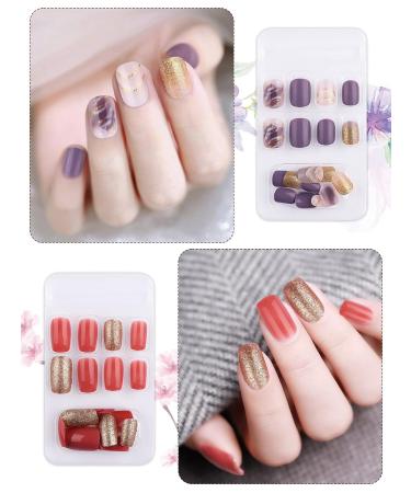 Kalolary 192 Pieces Stiletto Fake Nails Set with Glue Stickers - Stylish Full Cover Fingernails (Style C) for Perfect Nail Art - Buy Online on GoSupps.com