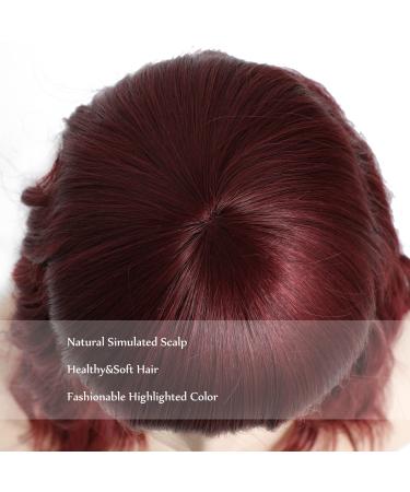 Wine Red Shoulder Length Wavy Bob Wig for Women - Heat Resistant Fiber, Natural Daily Use - Buy Online on GoSupps.com