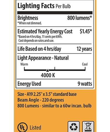 NorbEVERYDAYSUN Soft Full Spectrum Light Bulb  4000K Soft-Hue Model with Sun-Mimicking Technology for Energy  Mood & Performance  Supports Sleep/Wake Cycles  9W  Standard Base  2 Pack  Budget Priced - Buy Online on GoSupps.com