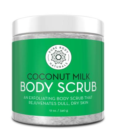 Exfoliating Body Scrub with Hydrating Coconut Milk and Detoxifying Dead Sea Salt Moisturizing Exfoliating Scrub by Pure Body Naturals 12 Ounce (Packaging Varies) - Buy Online on GoSupps.com