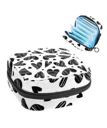 Women's bonds Storage pockets Stillpad Wicker Heart Seamless Pattern Pattern Period Kit Bag Feminine product bag for women girls color1