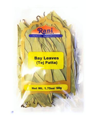 Rani Bay Leaf (Leaves) Whole Spice Hand Selected Extra Large 1.75oz (50g)  All Natural | Gluten Friendly | NON-GMO | Vegan | Indian Origin (Tej Patta) Whole Leaves (Bag) 1.75 Ounce (Pack of 1)
