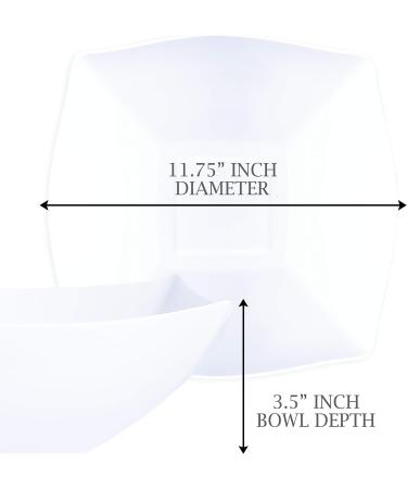 PLASTICPRO Disposable 128oz Square Serving Bowls - Pack of 4, Extra Large Plastic Elegant White Bowls for Parties, Snacks, and Salads - Buy Online on GoSupps.com