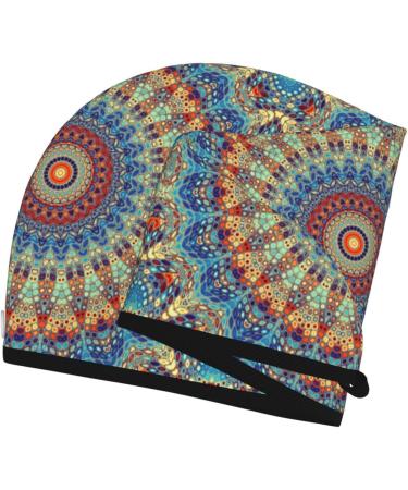 Hair Towel Wrap | Quick-Dry Towel Turban with Button | Round Mandala Design for Effortless Hair Drying - Buy Online on GoSupps.com