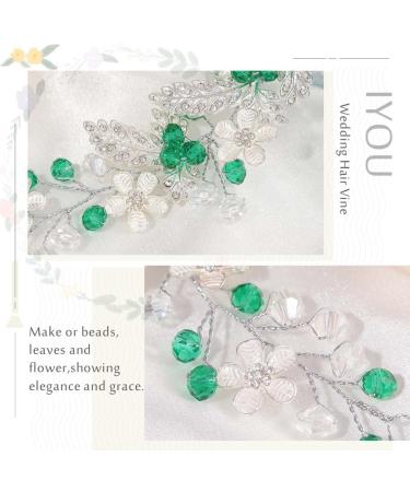 IYOU Flower Wedding Hair Vine Green Crystal Hair Accessories Bride Bridesmaid Headband Headpiece for Women - Buy Online on GoSupps.com