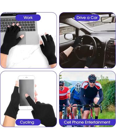 Sibba Arthritis Compression Gloves for Women Men - Fingerless Glove for RSI, Carpal Tunnel, Rheumatoid, Tendonitis - Black - Buy Online on GoSupps.com