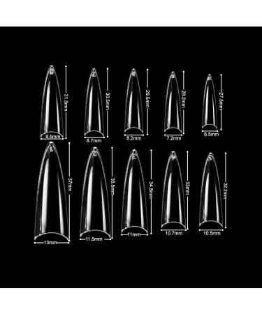 BeYou Clear Long Stiletto 500pcs False Gel Nail Tips Set with Case - 10 Sizes | Nail Salon Quality | 28512 - Buy Online on GoSupps.com