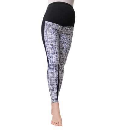 Maternity Zigzag Leggings Over Bump Multicoloured Print Leggings No See Through Maternity Leggings Chevron Print Pregnancy Yoga Wear (M Black & White) M Black & White