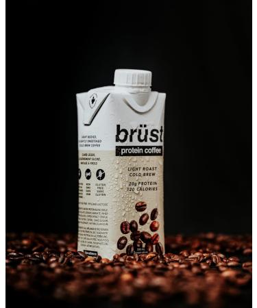 BR ST PROTEIN COFFEE LIGHT ROAST - 12 Pack (20g Protein 120mg Caffeine 120 Calories) Light Bodied Slightly Sweetened 330mL Brust Cold Brew Iced Coffee - AS SEEN ON DRAGON'S DEN Light Roast: light bodied slightly sweet - Buy Online on GoSupps.com