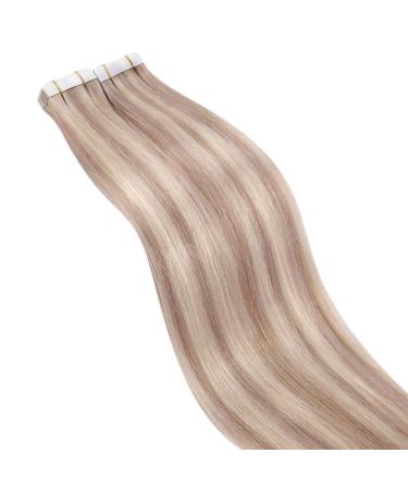 Ugeat Tape Extensions Real Hair - Blond Highlights & Ash Blond Remy Hair 20 Pieces 35 cm 40 grams #18/613 - Buy Online on GoSupps.com
