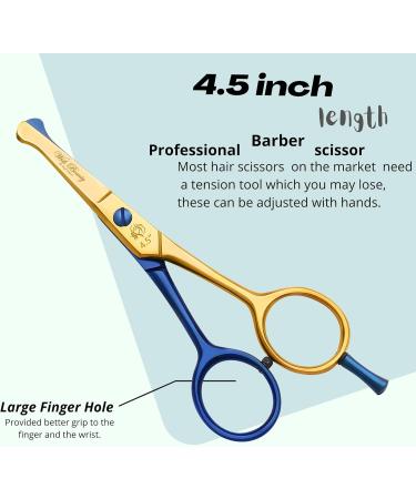Wishbeauty Kids Safety Hairdressing Scissors with Round Tips and Curved Blade - Professional Salon Barber Scissors for Children's Haircuts (Gold & Blue 4.5) - Buy Online on GoSupps.com
