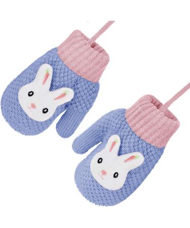 Girls Boys Cute Fox Knitting Short Full Finger Gloves Toddler Kids Winter Thermal Plush Lining Cycling Camping Gloves Mitten for 1-3 Yrs Blue/3d Rabbit - Buy Online on GoSupps.com