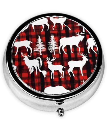 Christmas Cow Deer Mini Round Pill Box | 3 Compartment Portable Pill Organizer for Travel & Home Use - Buy Online on GoSupps.com