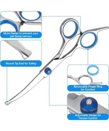 Premium Curved Dog Scissors - Stainless Steel Grooming Scissors for Dogs & Cats | Safety Round Pointed Design - Buy Online on GoSupps.com